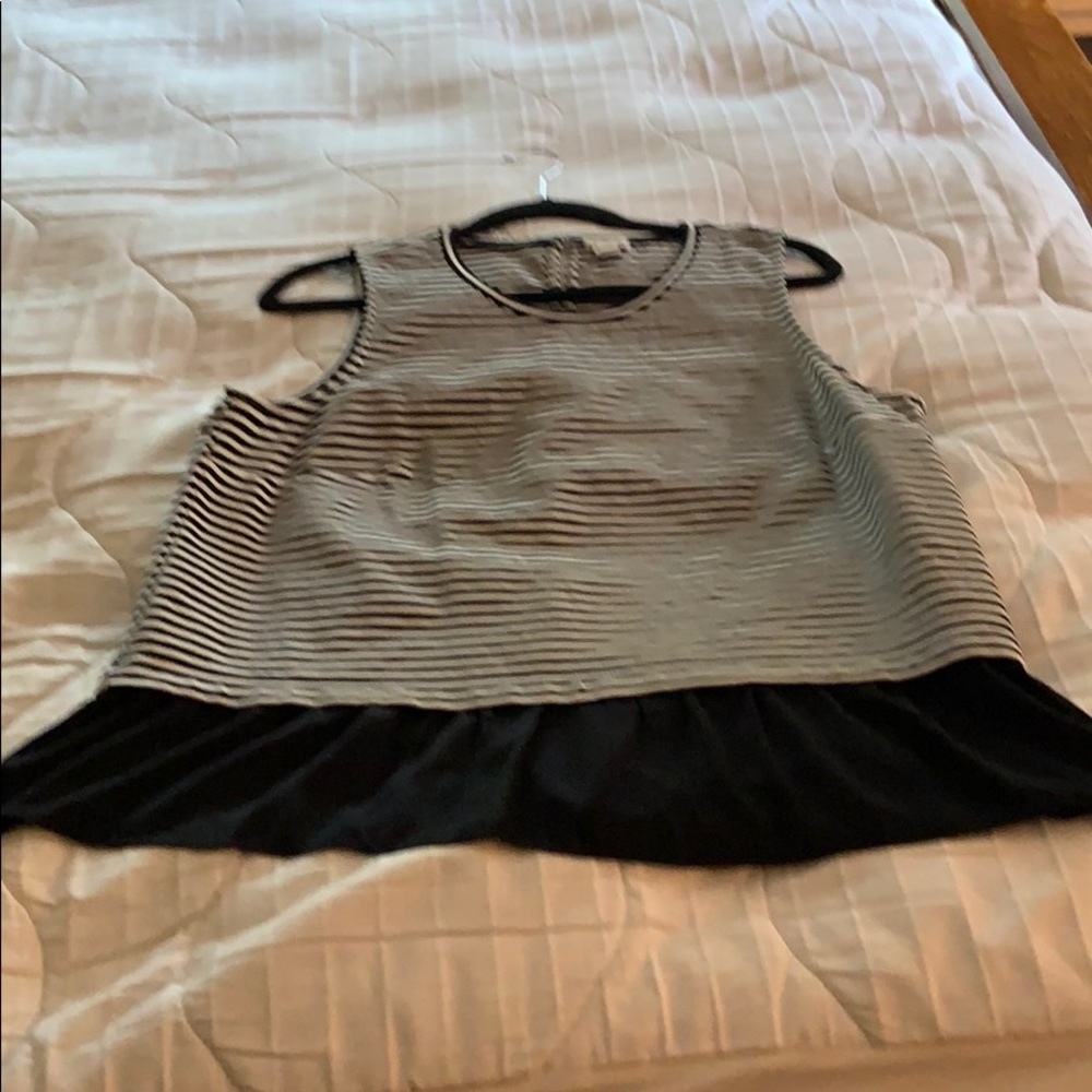 J Crew sleeveless black & white top